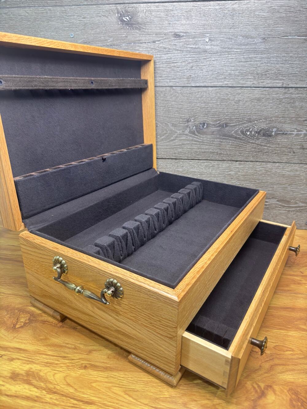 Vintage wooden Flatware Chest with Drawer Storage Box Tarnish Proof 15x11x5.5”